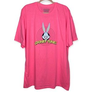 NWOT Looney Tunes XL Bugs Bunny Oversized Neon Bright Hot Pink T-shirt Tee Top